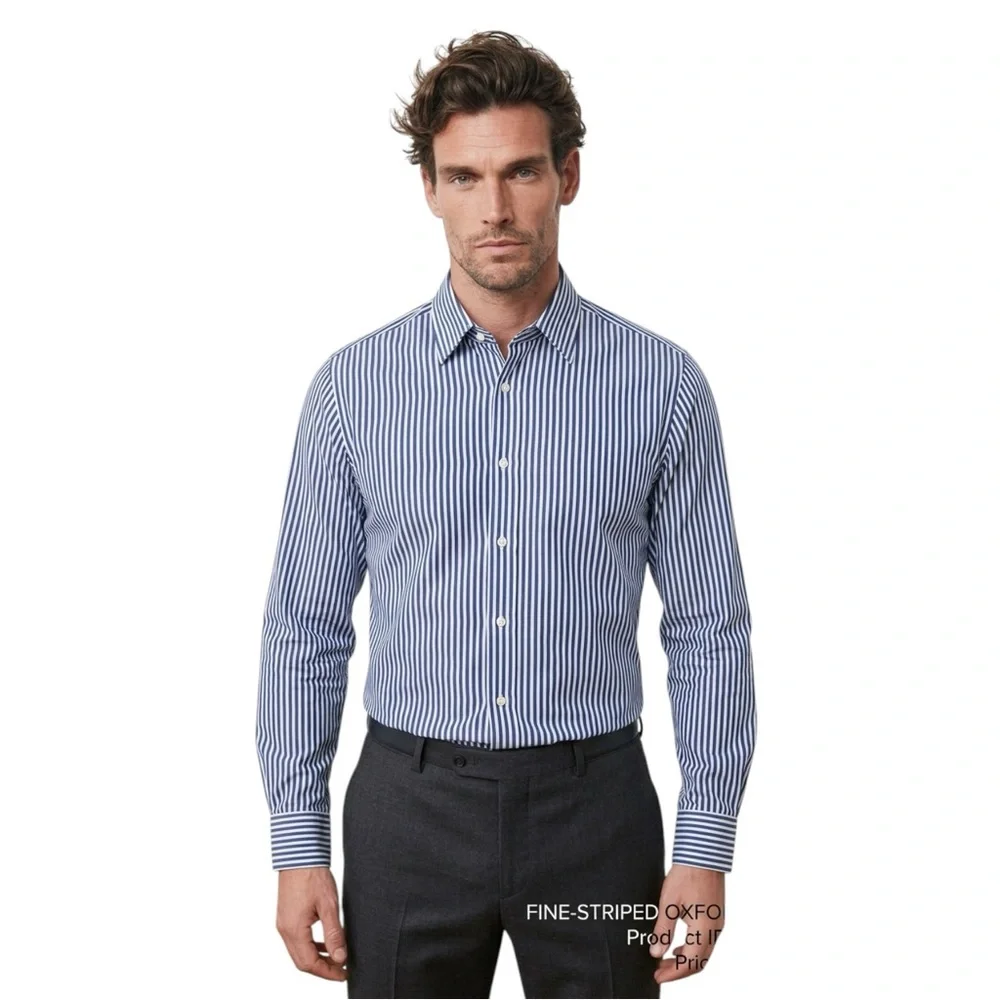 👔 Gucci Blue & White Vertical Stripe Button-Down‎ Shirt | Men’s M
